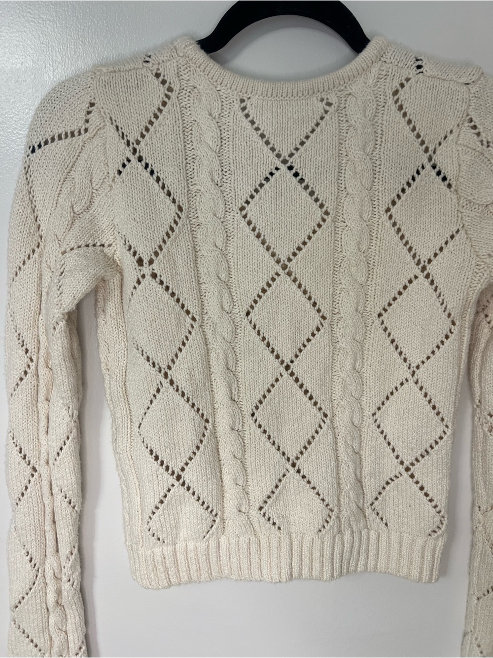Brandy Melville Cream Cable Knit V-Neck Sweater Cardigan Minimalist Cottage - Picture 7 of 9